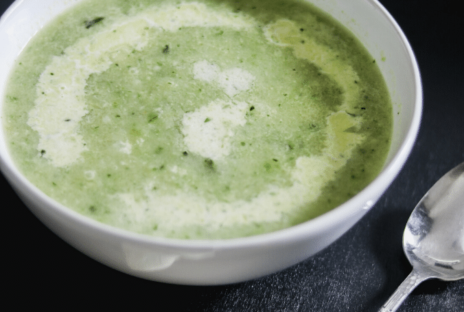 Photo of simple green veggie soup recipe.